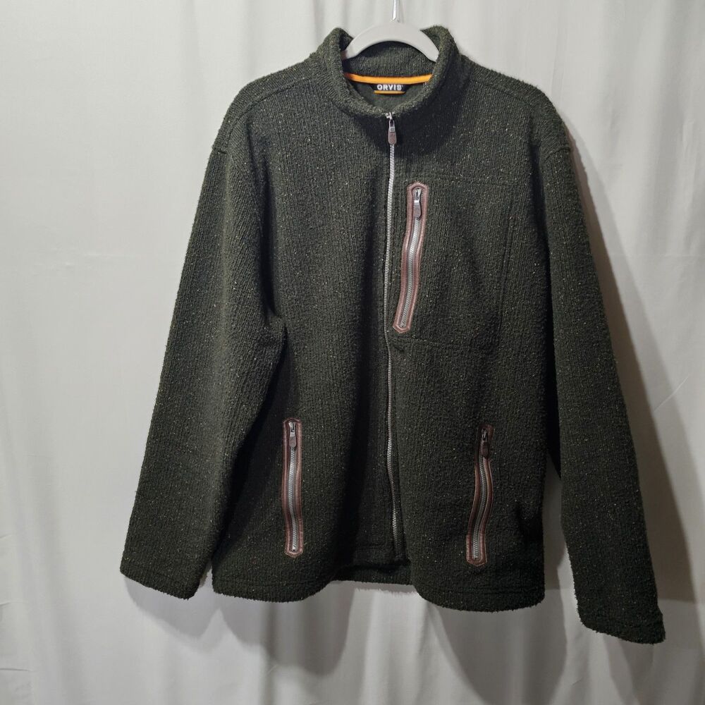 Orvis Bristol Men’s Heathered Green Full Zip Sweater Fleece Size Xl NWOT